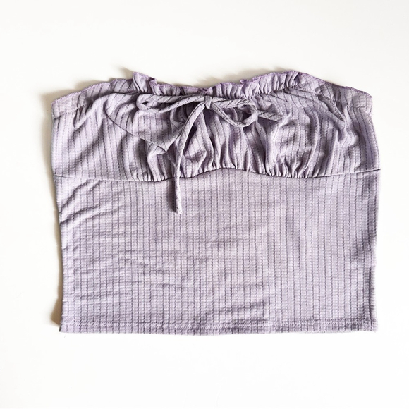 Papermoon Tops - Papermoon Women’s L Lavender Strapless Ruffled Crop Top